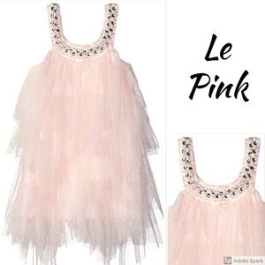 Le Pink‎ Girls Pink 3T 6 Boutique Tulle Layered Tiered Fairy Trapeze Dress